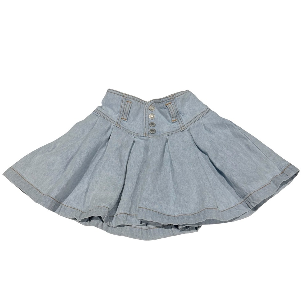 Y2K‎ Vintage Jordache Girls Light Wash Denim Pleated Skirt Size 6 High Waist